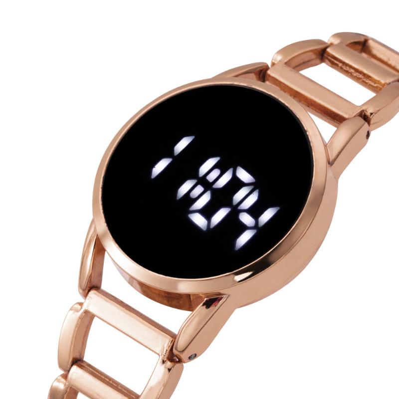 

Wristwatches Led Digital Watch For Women Rose Gold Stainless Steel Women'S Electronic Watches Luxury Top Brand Wristwatch Ladies Dress Clock