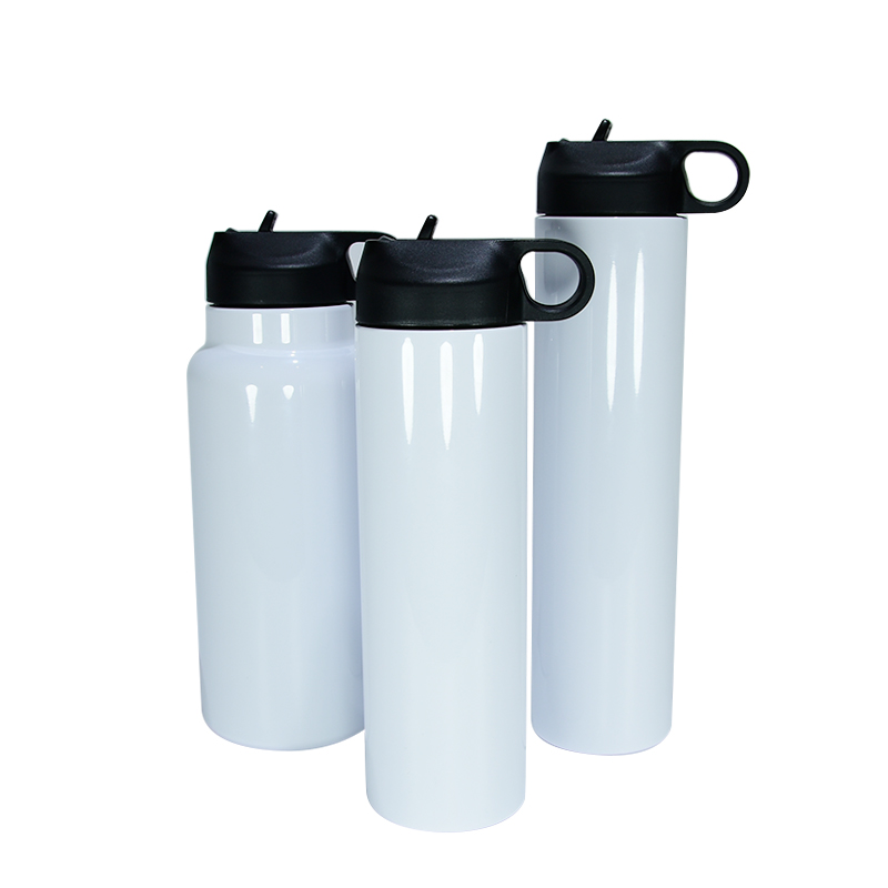 

US warehouse 20oz 24oz 32oz Sublimation Straight Flask tumbler white stainless steel wine cups 2-1 koozies double wall vacuum insulated portable water bottles, White flask
