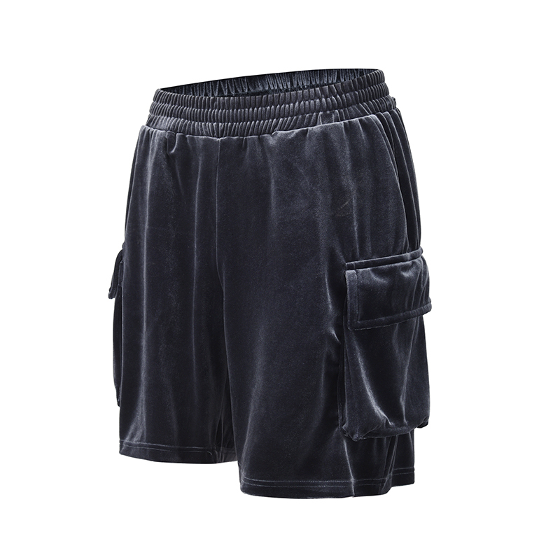 

2021 New High Street Side Pocket Fleece Summer Shorts Mens Elastic Waist Soild Loose Casual Knee Length Pants Oversize Hip Hop Short Mzba, Pic color1