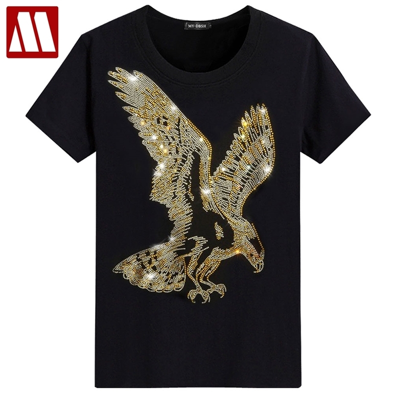 

England Style Fancy Tshirt Short Sleeve T-shirt Eagle Design Bottom T Shirts Print Summer Men's Fashion Solid MYDBSH 210721, T009-v-black