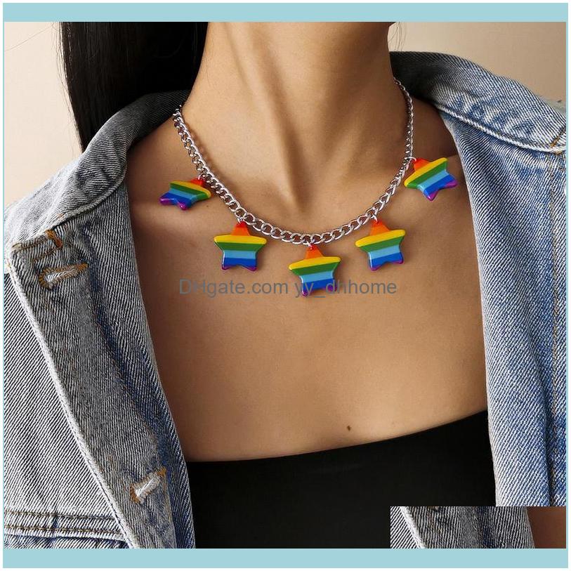 

& Pendants Jewelryfashion Colorful Rainbow Acrylic Star Pendant Necklace For Women Punk Chains Geometric Clavicle Jewelry Christmas Gift Nec