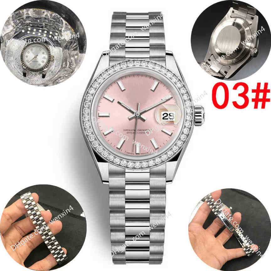 

Woman diamond watch Ladies watches White rectangular gold 26mm roman dial presidential band montre de luxe 2813 Automatic Steel swimming Waterproof Wristwatches, 01