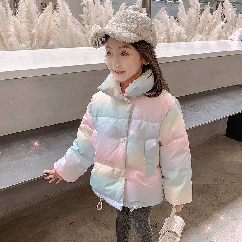 

Children's cotton-padded jacket for winter wear Cotton jacket, Korean version foreign style jacket for girls' short and thick warm, Blue;gray