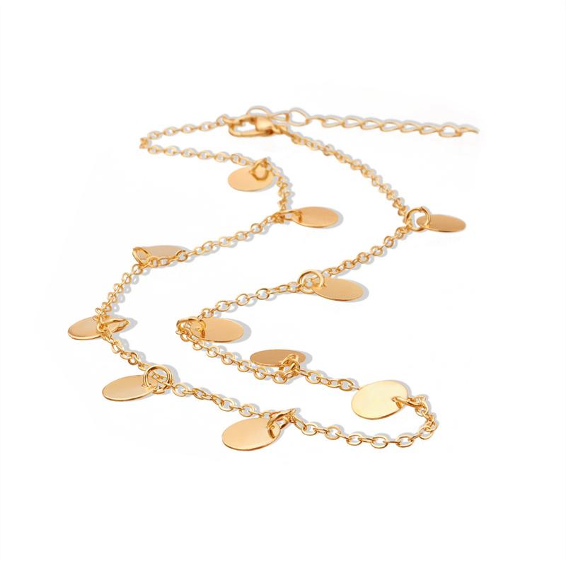 

Chains Gold Color Disc Party Women's Pendant Necklace Fashion Female Choker Necklaces Jewelry Simple Ladies Round Gifts