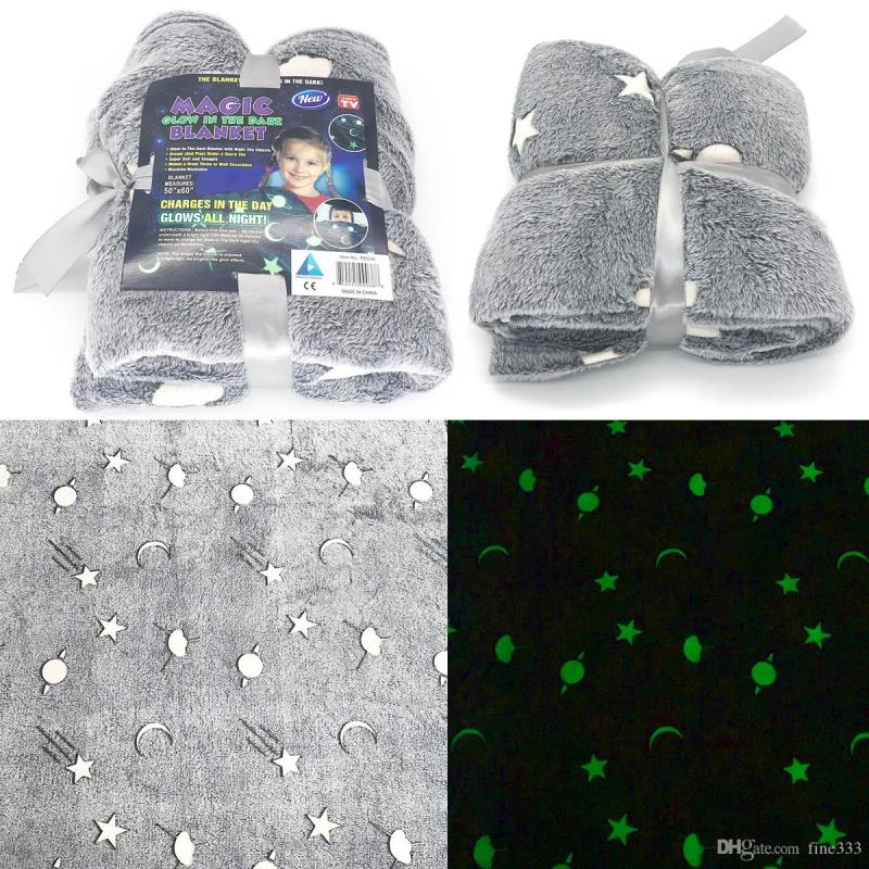 

Throw The In WTQB597 Dark Moon Grey Magic Blanket Fleece / Stars Plush Throw Furry New Warm Blanket Glow Nnuwi