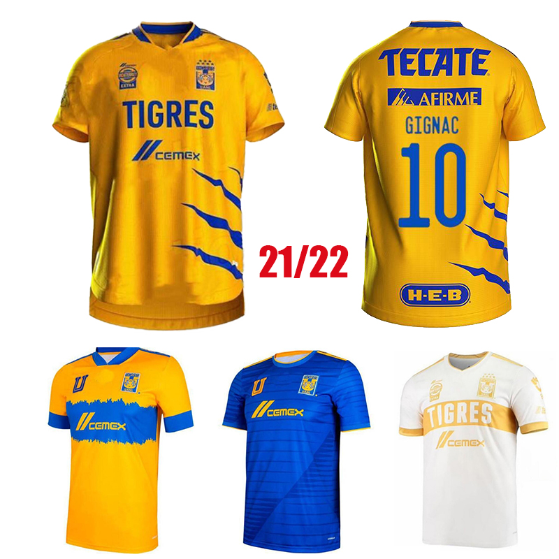 

liga mx 2021 2022 Tigres UANL Soccer Jerseys Home away 3rd GIGNAC 21 22 finals LOPEZ VARGAS Pizarro Football Shirts camisetas, Black;yellow