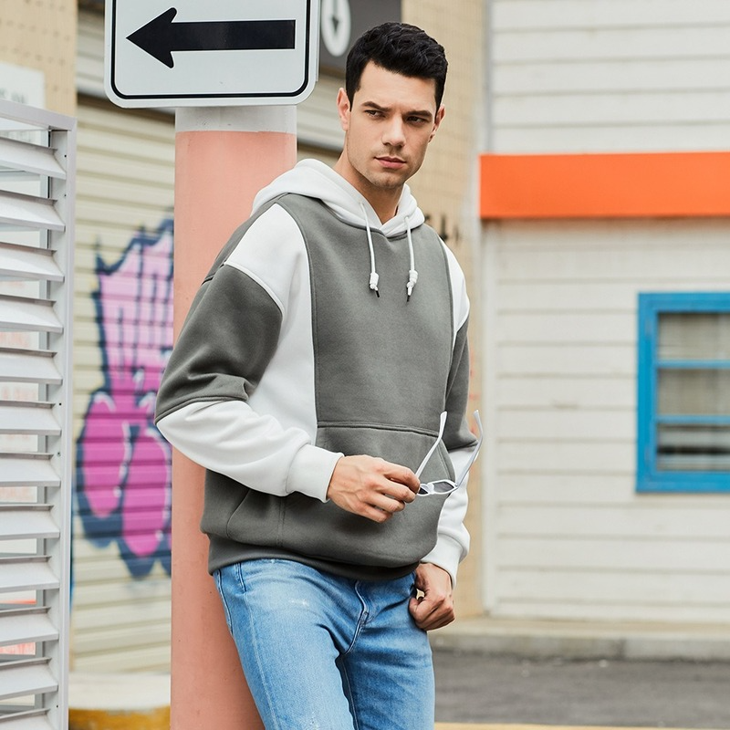 

Men's Pullover Hoodie Sweatshirt Color Block Patchwork Hooded Casual Daily Sports Slim Fit Workout Hoodies Sweatshirts Long Sleeve Gray Red White, Black