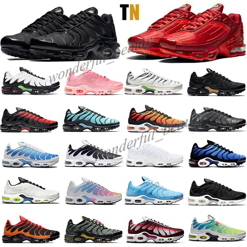 

TN plus running shoes mens black White Sustainable Neon Green Hyper Pastel blue Burgundy Oreo women Breathable sneakers trainers outdoor sports fashion size 36-46, Box