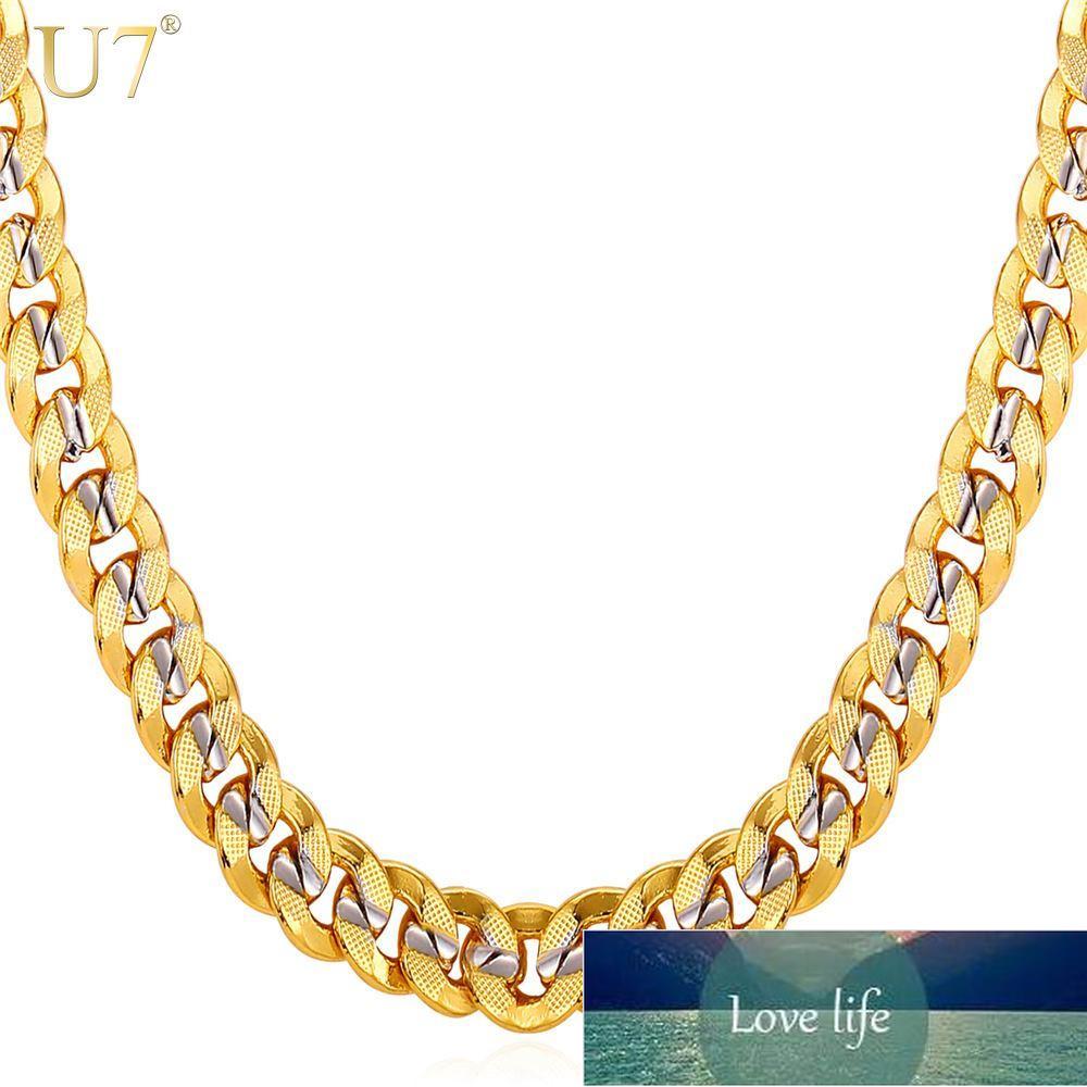 

New New Two Tone Gold Chain For Men Jewelry With Stamp Trendy 18K Real Gold Plated 9MM 5 Size Curb Men Necklaces Gift N552 Factory price expert design Quality Latest