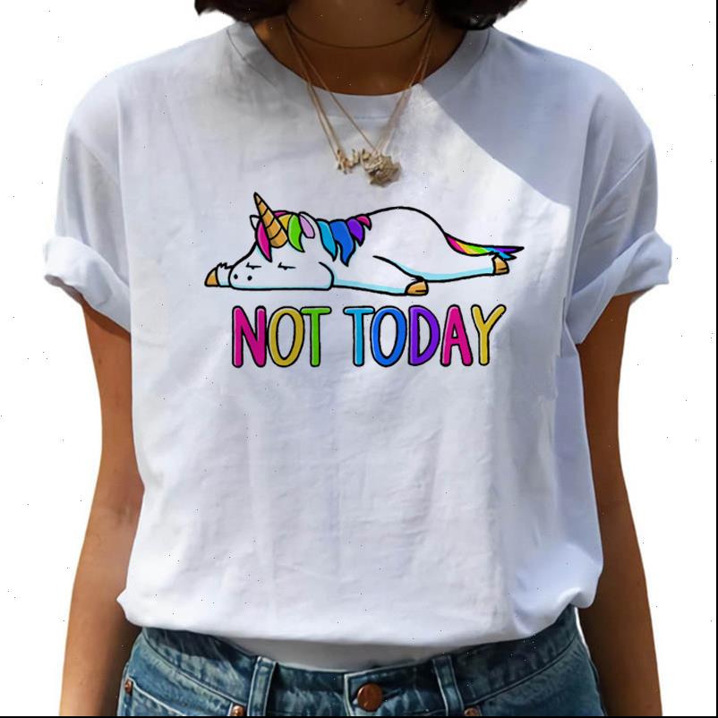 

not today harajuku 90s t shirt women cute unicornio funny t shirt ullzang graphic tshirt grunge korean style tee female, White