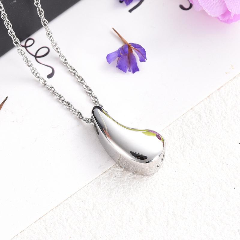 

Pendant Necklaces CMJ9697 Multi-color Waterdrop PVD Plated Urn Keepsake Necklace Fashion Women Christmas Gift, Silver