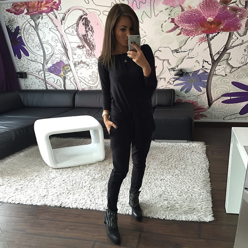 

2021 New Two Pieces Fashion Women Ladies Slash Neck Off Shoulder Long Sleeve T-shirt Tops High Waist Loose Causal Pants Rompers Trousers Tx5, Gray