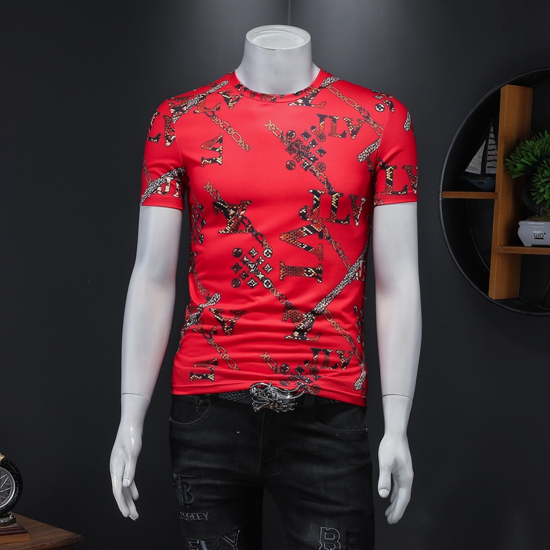 

Men's short-sleeved 2021 new trend t-shirt personalized printing mercerized cotton round neck half-sleeved T-shirt bottoming shirt, White;black