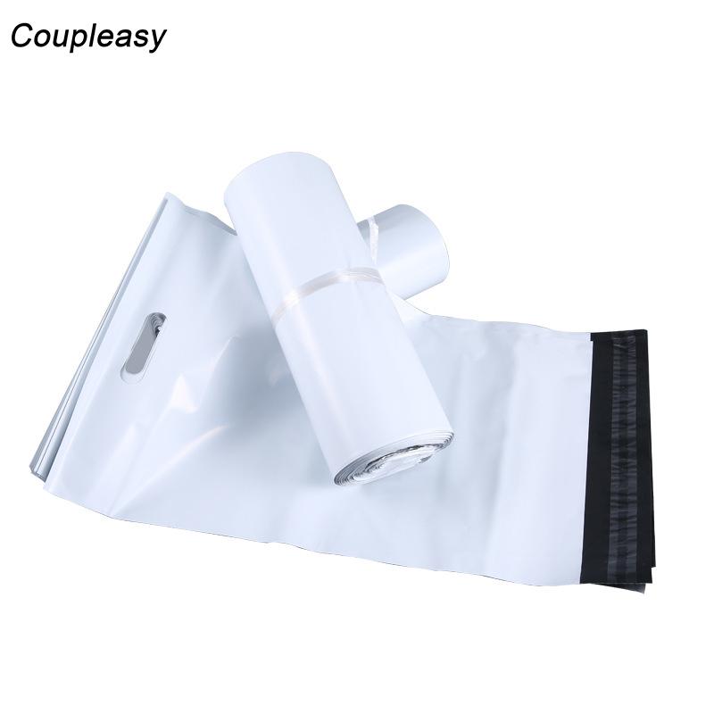 

100Pcs White Courier Bags With Handle Plastic Envelopes Bag Thicken Mailing Self Sealing Storage 3 Sizes Packing