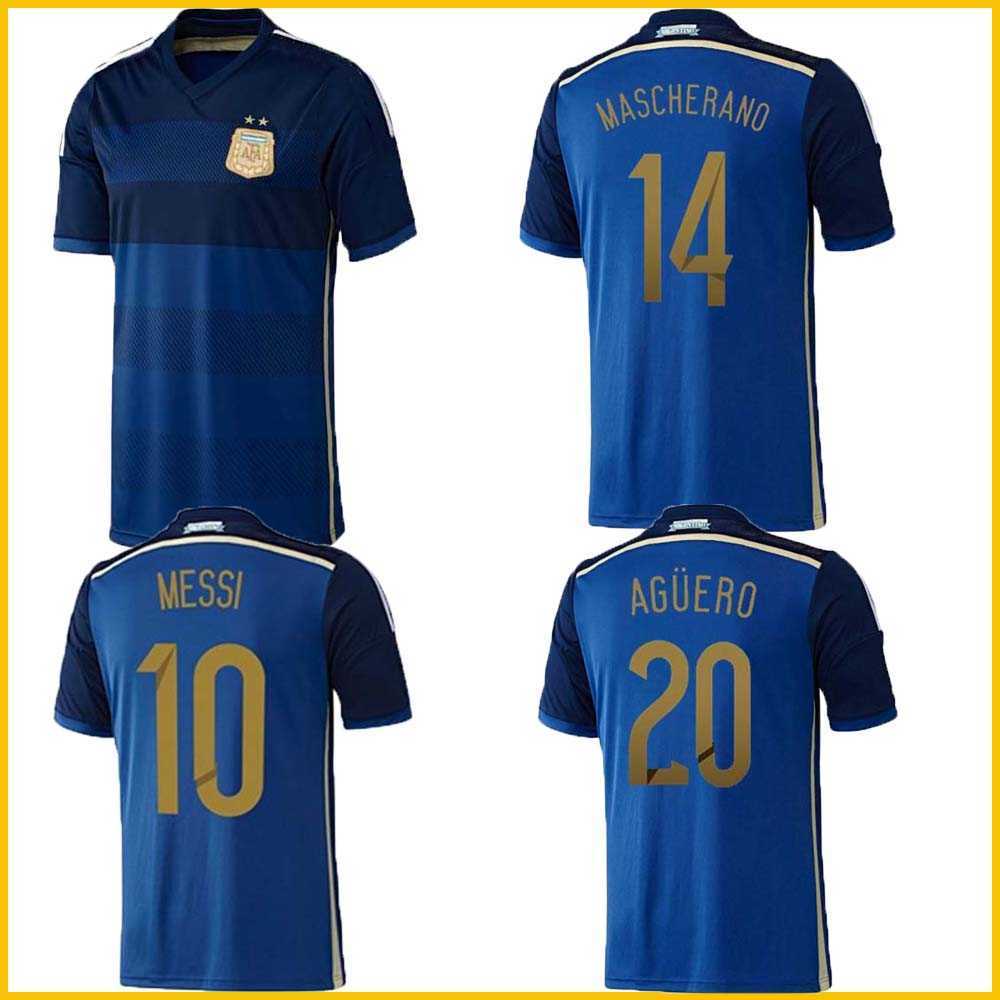

2014 ZABALETA AGUERO retro soccer jersey DI MARIA MESSI LAVEZZI Argentina GAGO HIGUAIN MASCHERANO vintage classic football shirt, 2014 away