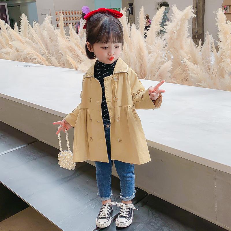 

Coat Baby Girls Windbreaker Spring Autumn Long Sleeve Jackets For Trench Kids Outerwear Toddler Children's Clothing, Blue;gray