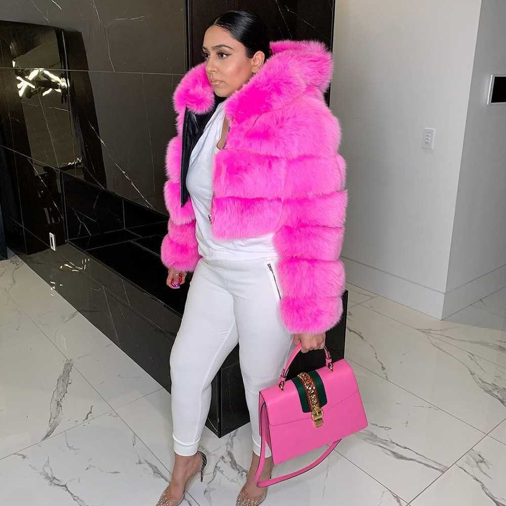 

Women Fluffy Furry Fur Coat Ladies High Quality Fur Overcoat Thick Jackets Luxury Faux Fur Coats Warm Long Sleeve Hooded Jacket G1015, True color