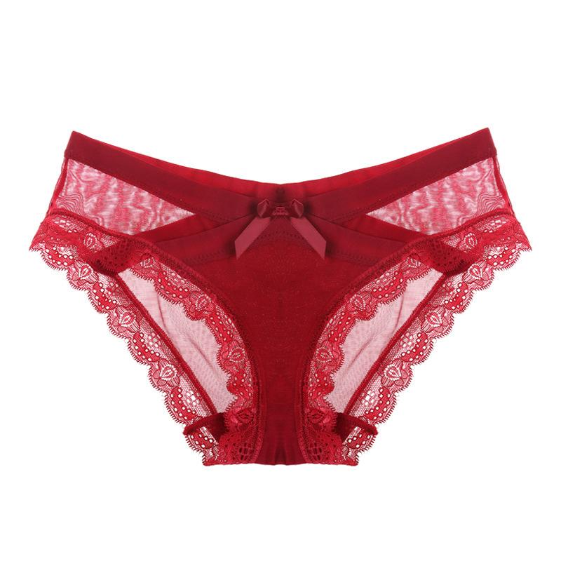 

Women's Panties Ladies Underwear Woman Sexy Lace Panty Transparent Low-Rise Beautiful Cotton Briefs Intimates, Red