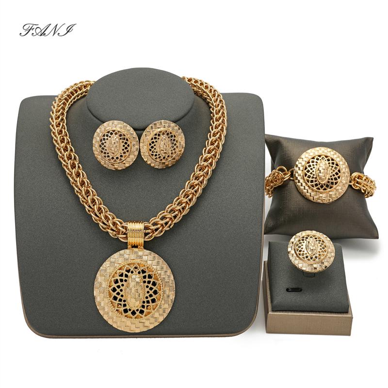 

Earrings & Necklace Fani Wholesale 2022 Dubai Gold Design Jewelry Set Statement Women Wedding Fashion African Beads Bridal Sets, Silver