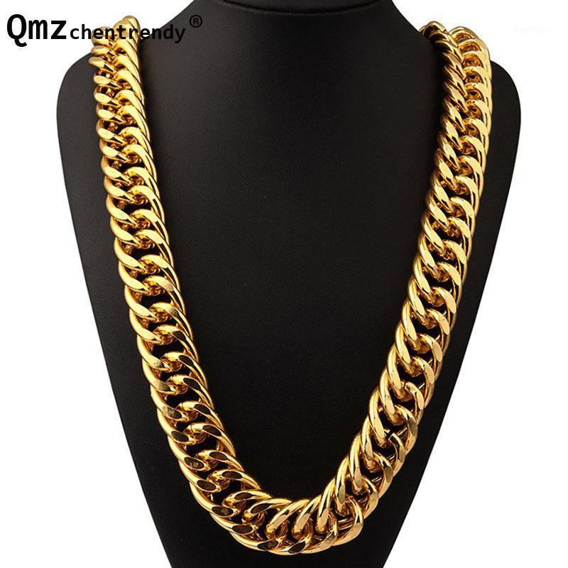 

Exaggerated Long Chains Gold Silver Color Wide Heavy Cuban Necklace Hip Hop Jewelry Hipster Men Women Joyas Tide Brand
