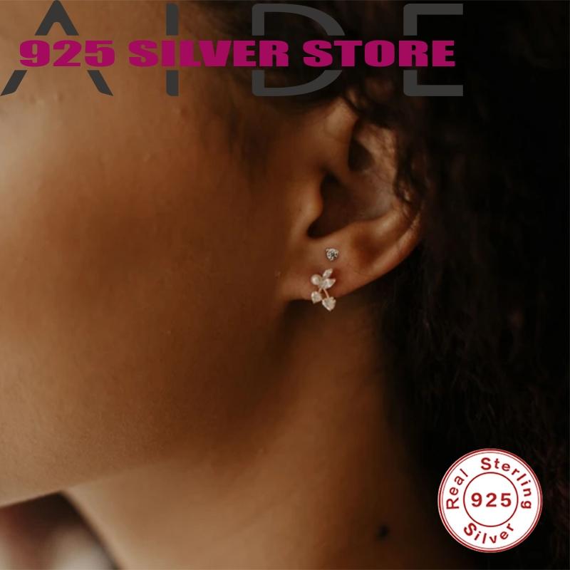 

Stud Aide Luxury Zircon Pearl Piercing 925 Sterling Silver Pendientes Earrings For Women Fashion Jewelry Support Wholesale
