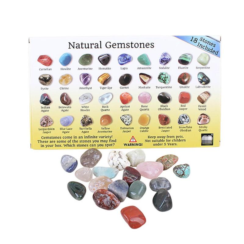 

Decorative Objects & Figurines 18Pcs Rock Mineral Collection Activity Kit Box Rough Specimens Ore Christmas Advent Calendar 2021 Educational