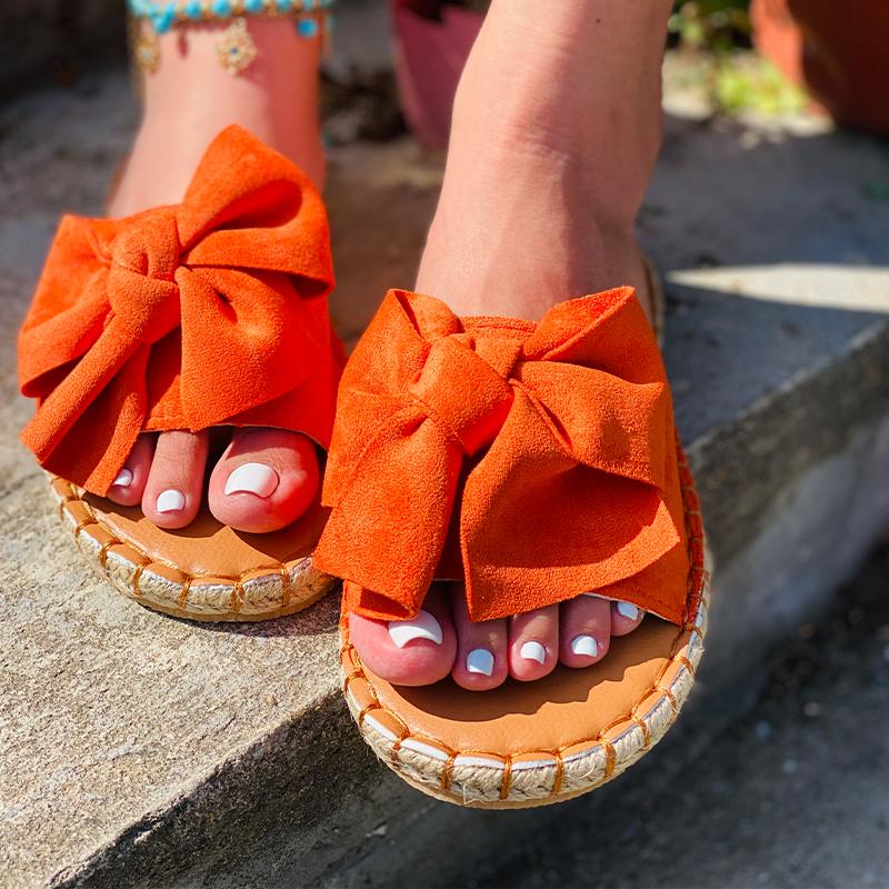 

Summer Trend Casual Outdoor Slippers Women Flock Bow-tie Platform Sewing Sole Sexy Beach Slides Ladies Shoes Plus Size35-43, Pink