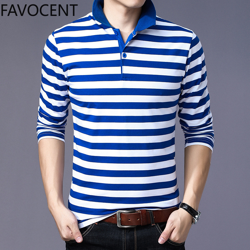 

2021 Men Cotton Casual Long Sleeve Tops Tees Classic Striped Mens Polos Shirts Fanshion Brand Clothes New Polo Shirt N758, Green