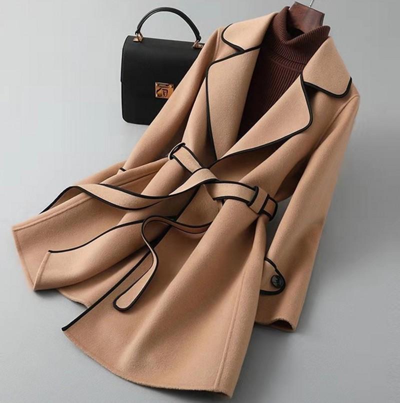 

Women' Trench Coats Autumn Winter Double-sided Woolen Coat Long Loose Ladies Cape High Quality Thick, As picture