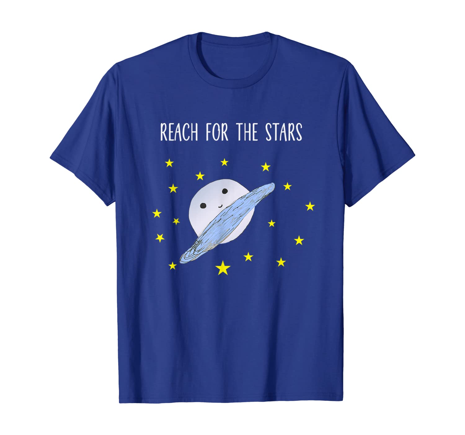 

Reach for the Stars Planet Space Saturn Inspirational Quote T-Shirt, White;black