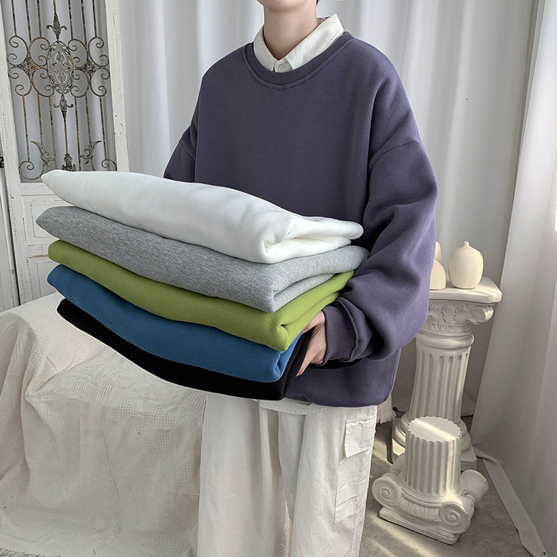 

2021 New Men's Casual Coats Round Neck Hoodies Long-sleeved Clothes Thicken Veet Sweatshirts 6 Colors Cotton Pullover Size M-3xl D5f2, Gray