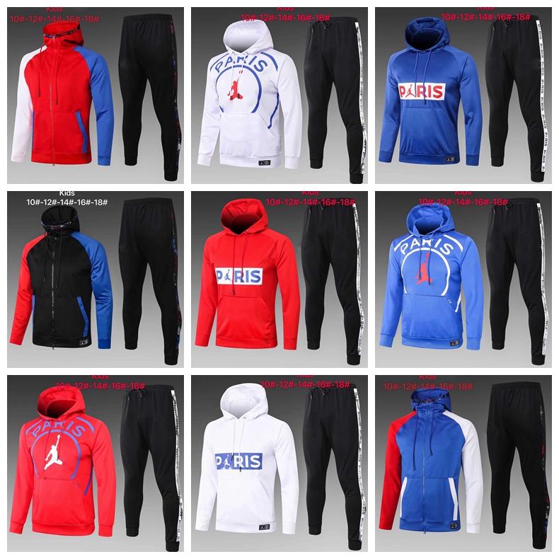 

2021 Kids Paris Hoodie full zipper jacket Training Suits Survetement 20 21 Boys football jackets soccer tracksuit Maillots de Foot Q02