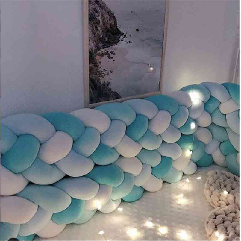 

Four-color Baby Knot Bed 2.2M Baby Handmade Nodic Knot born Bed Bumper Tour De Lit Bebe Tresse Baby Bed Bumper Knot Crib 210812