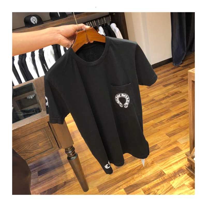 

Trendy T-type Sanskrit print croxin round neck short sleeve T-shirt, White;black