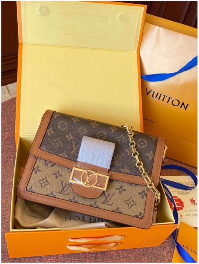 

LVLOUISVITTONYSLVUTTON L-77 wallet Dauphine Handbags Women Luxurys Designers Bags 2021 Tote Genuine Leather handbag Shoulder Bags crossbody bag, Box