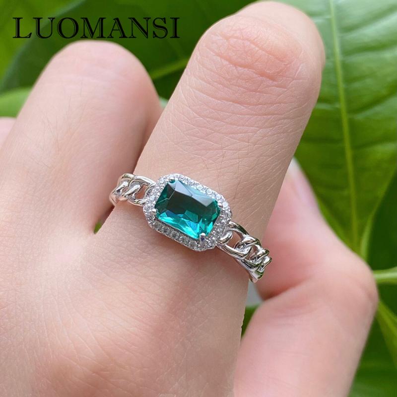 

Cluster Rings Luomansi 1.5CT ParaÃ­ba Tourmaline Gemstone Ring Square Blue Diamond S925 Silver Wedding Engagement High Jewelry, Golden;silver