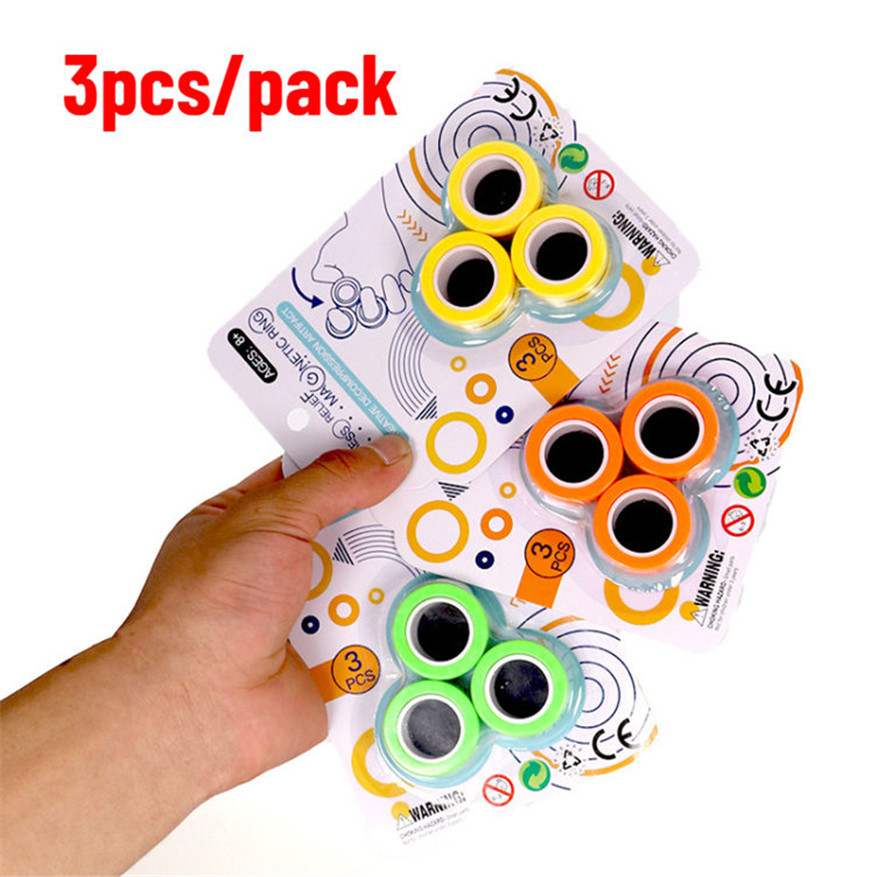 

Anti-Stress Finger Magnetic Rings Kids Decompression Fingertip Toys Magic Ring Props Tool for Autism ADHD Anxiety Relief Focus
