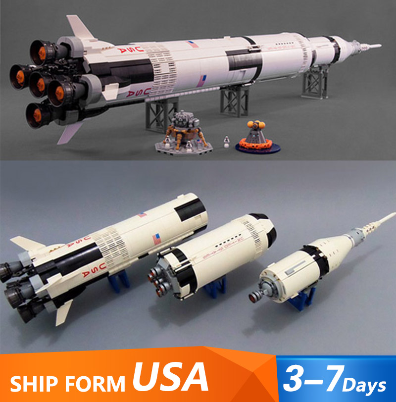 

37003 2009Pcs Rocket Space Launch Vehicle Saturn V Model Building Blocks Toys for Children Compatible with 21309 80013