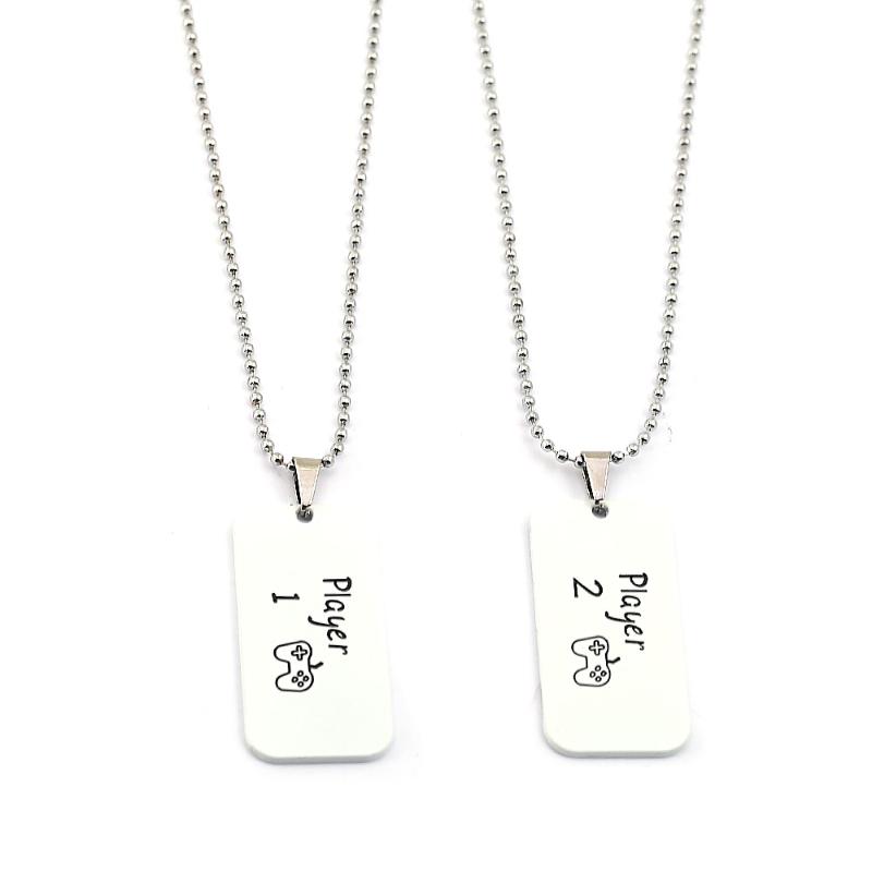 

Pendant Necklaces PLAYER 1 2 Necklace Stainless Steel Couples Charm Jewelry For Boyfriend Girlfriend Valentine Gifts