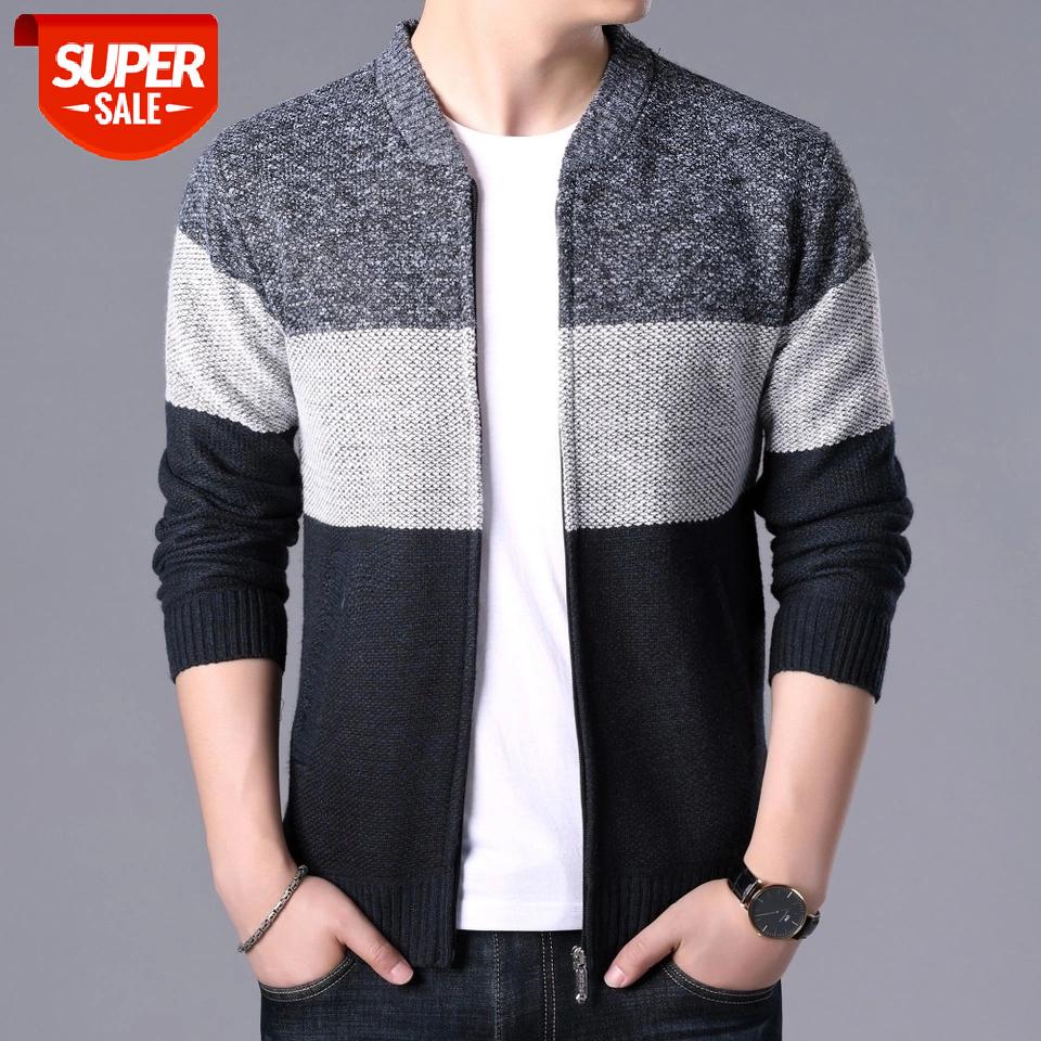 

2020 Fashion Mens Sweaters Patchwork Knitted Cardigan Coats Men Knitwear Sweatercoats Tops Outerwear Male Casual Brand Clothing #zP2q, White;black
