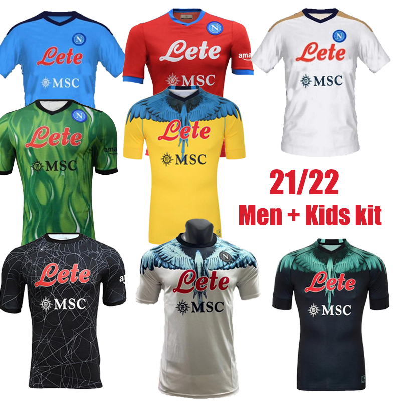 

21 22 Naples soccer jerseys special-edition 2021 2022 Napoli Home Away Third Goalkeeper men kids kit football shirts KOULIBALY INSIGNE Maradona OSIMHEN MERTENS, Home with patch