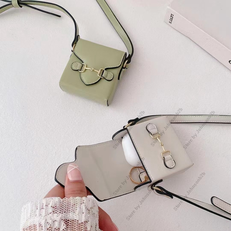 

Fashion Leather Designer AirPods Cases Apple Samsung Airpod Earphone case 1 2 3 pro with logo box packing 091016, 1 logo double g