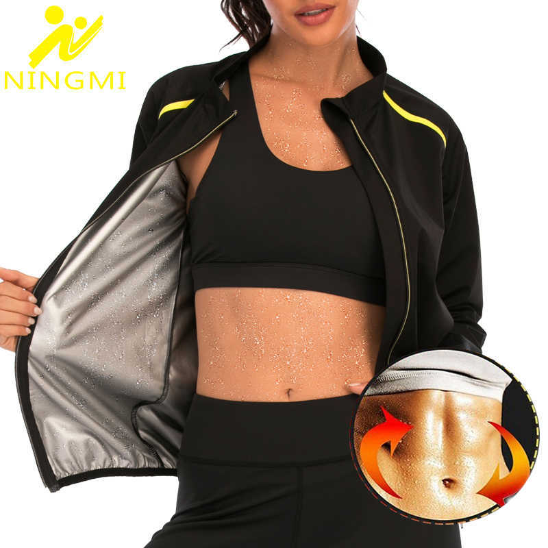 

NINGMI Body Shaper Top Sweat Sauna Tank Tops Waist Trainer Slimming Vest Hot Thermo Shirt Fitness Shapewear for Weight Bodysuit, Black zipper