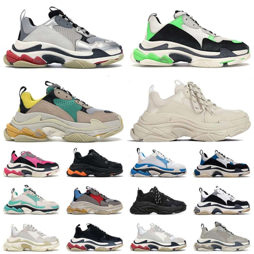 

2021 Platform Sneakers Triple s Vintage Casual Sports Shoes Mens Women 17FW Black ALL White Triple-S Old Dad Trainers jamei, A1 36-40