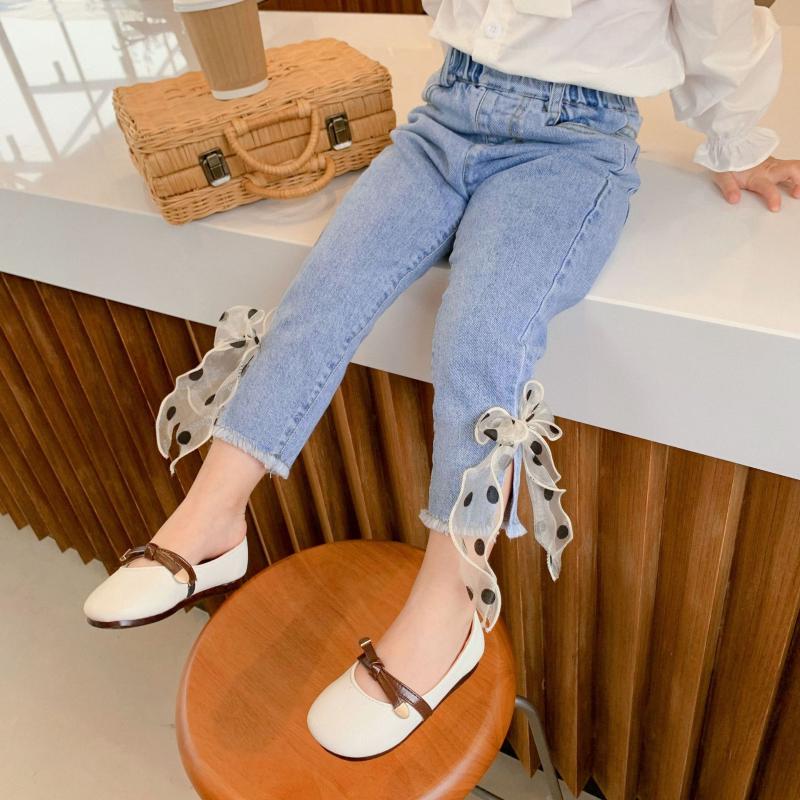 

2021 Spring New Arrival Girls Fashion Denim Pants Kids Korean Design Trosuers Baby Girl Jeans, Blue