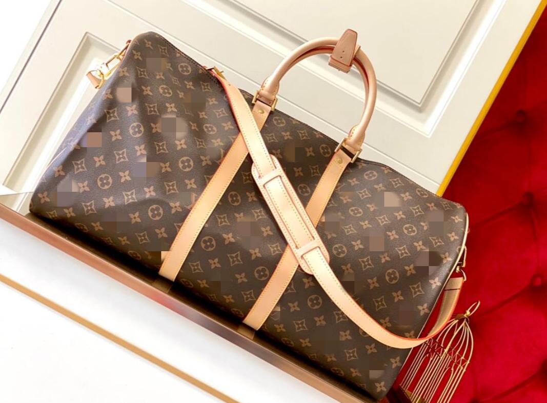 

GGLVLouisVuttonYSLVITTON Real Leather Duffle 50 55cm Luggage Handbags Shoulder Bags Handbag Tote duffel Men Purses Mens Clutch bag, Airbag [no bag]