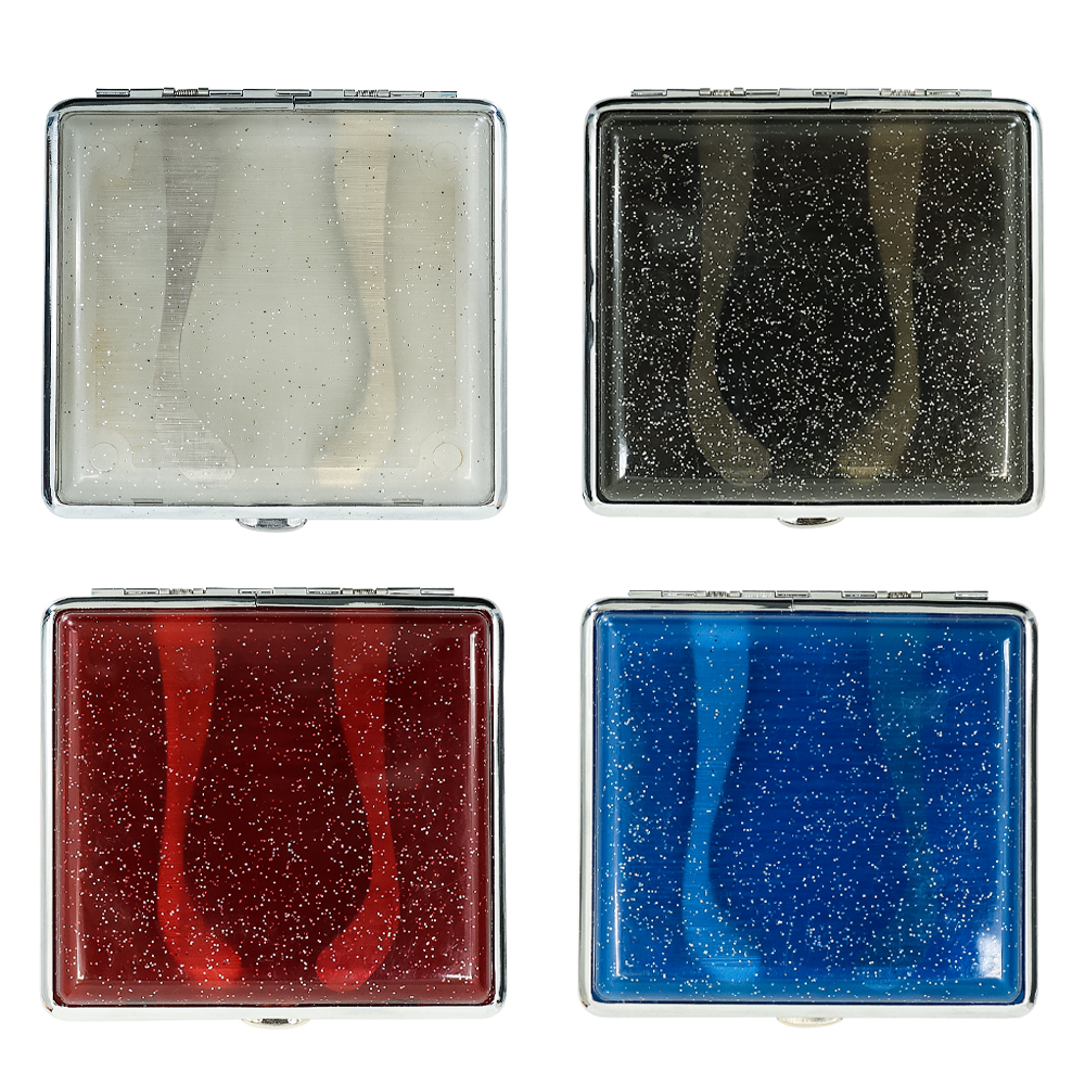 

Metal Cigarette Case 98*94 MM Holding 12 Regular Size Cigarettes Cigarette Holder Tobacco Case Box With 2 Clips Smoking Pipe