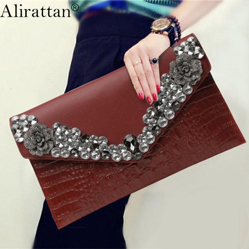 

Shoulder Bags Luxury Crocodile Pattern Natural Leather Clutch For Women 2021 Fashion Brand Ladies Diamond Evening Bag, White