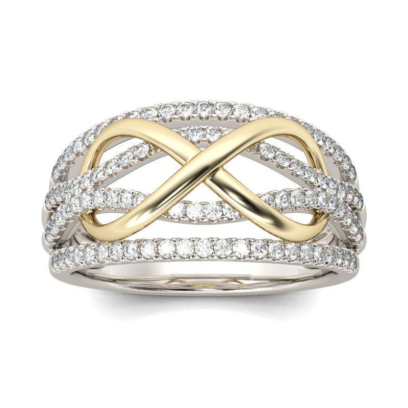 

Wedding Rings Trendy Design Twist Cubic Zirconia Silver Color For Women Two Tone Ring Engagement Promise Jewelry Gifts