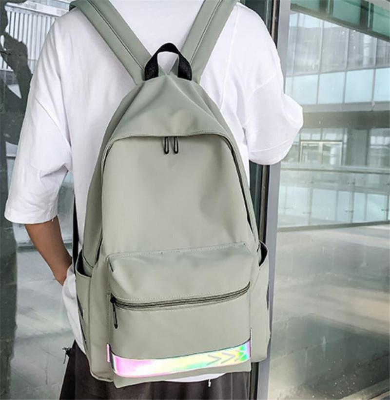

Backpack Trendy Reflective Large Capacity Korean Version Simple Schoolbag Fashion Casual Boy, Gray